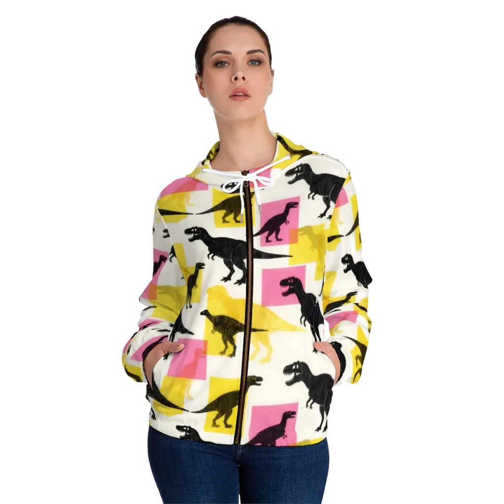 Neon Cretaceous on Women's Full-Zip Hoodie — Front On Person