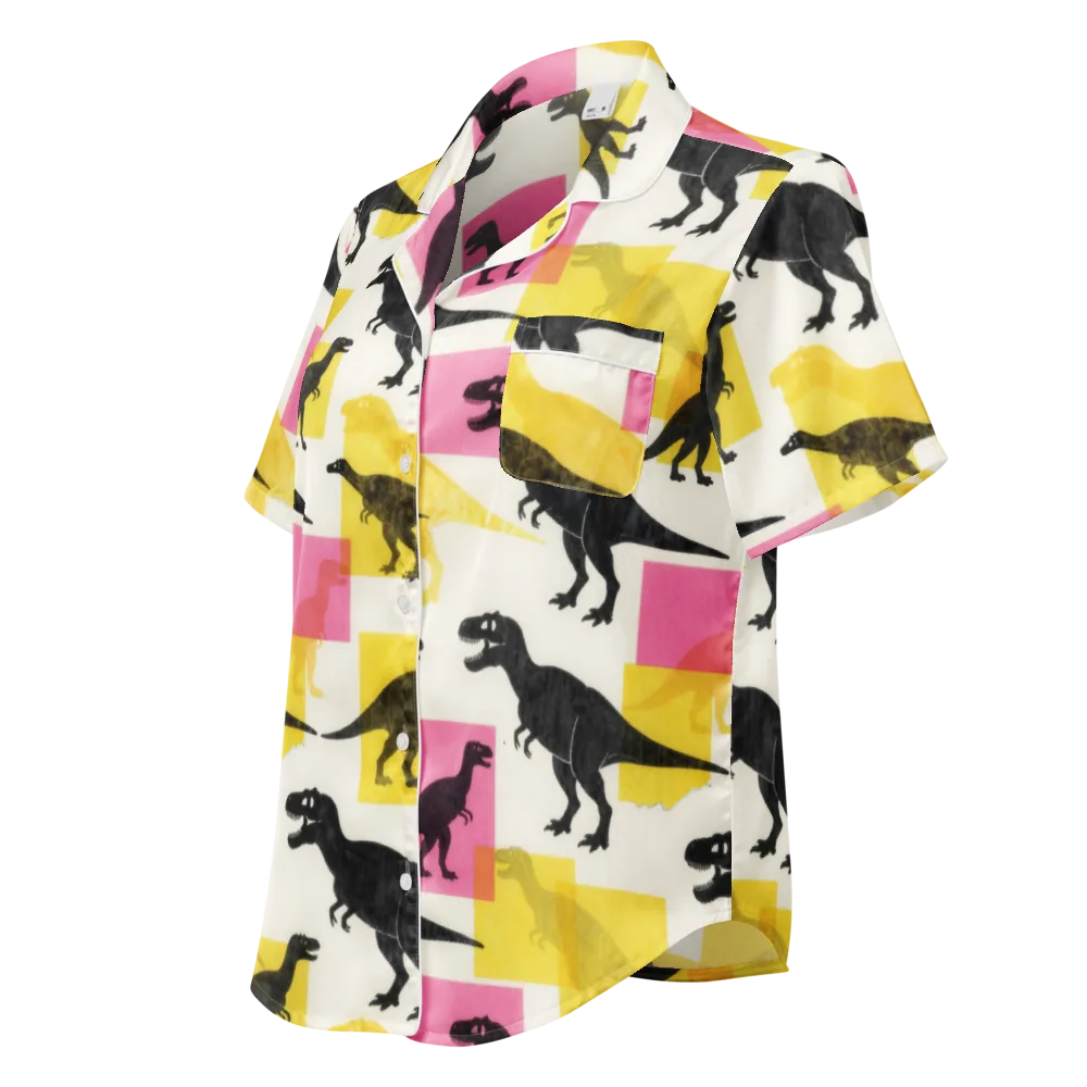 Neon Cretaceous on Women's Short Sleeve Pajama Top — Left Front
