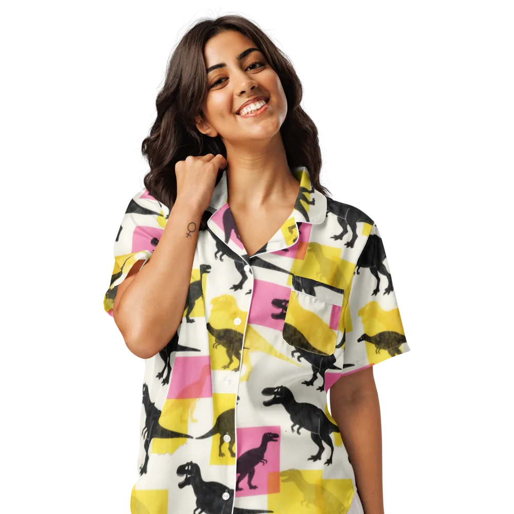 Neon Cretaceous on Women's Short Sleeve Pajama Top — Front