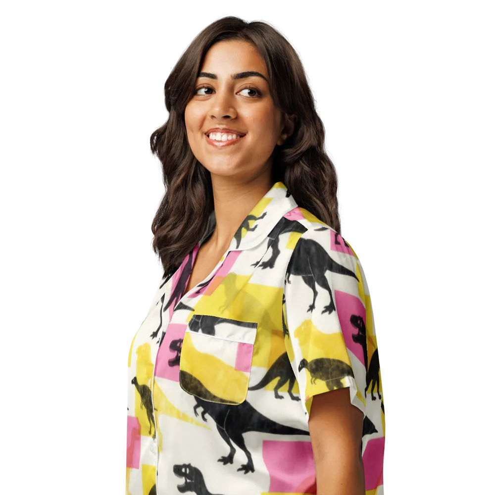 Neon Cretaceous on Women's Short Sleeve Pajama Top — Left Front