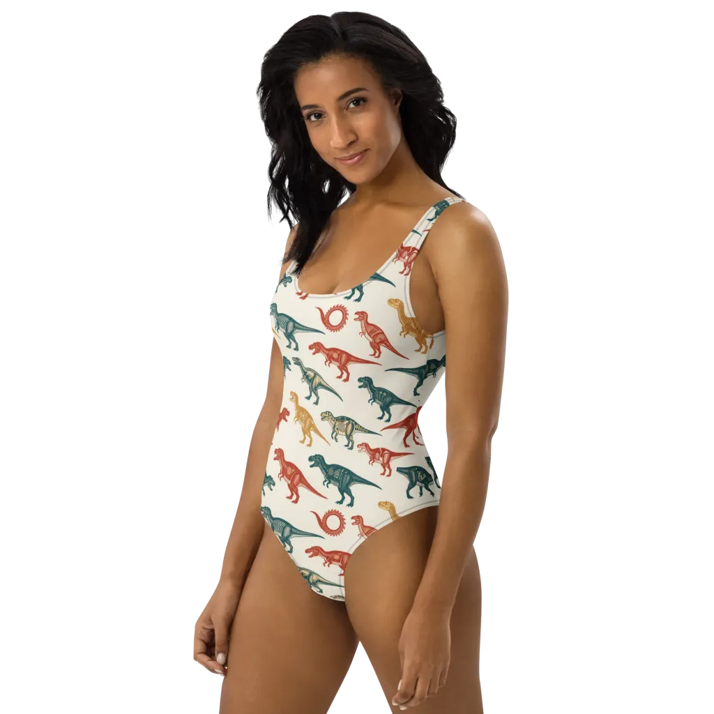 Fossil Parade on One-Piece Swimsuit — Left