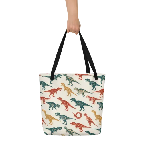 Fossil Parade on a Large Tote Bag W/ Pocket