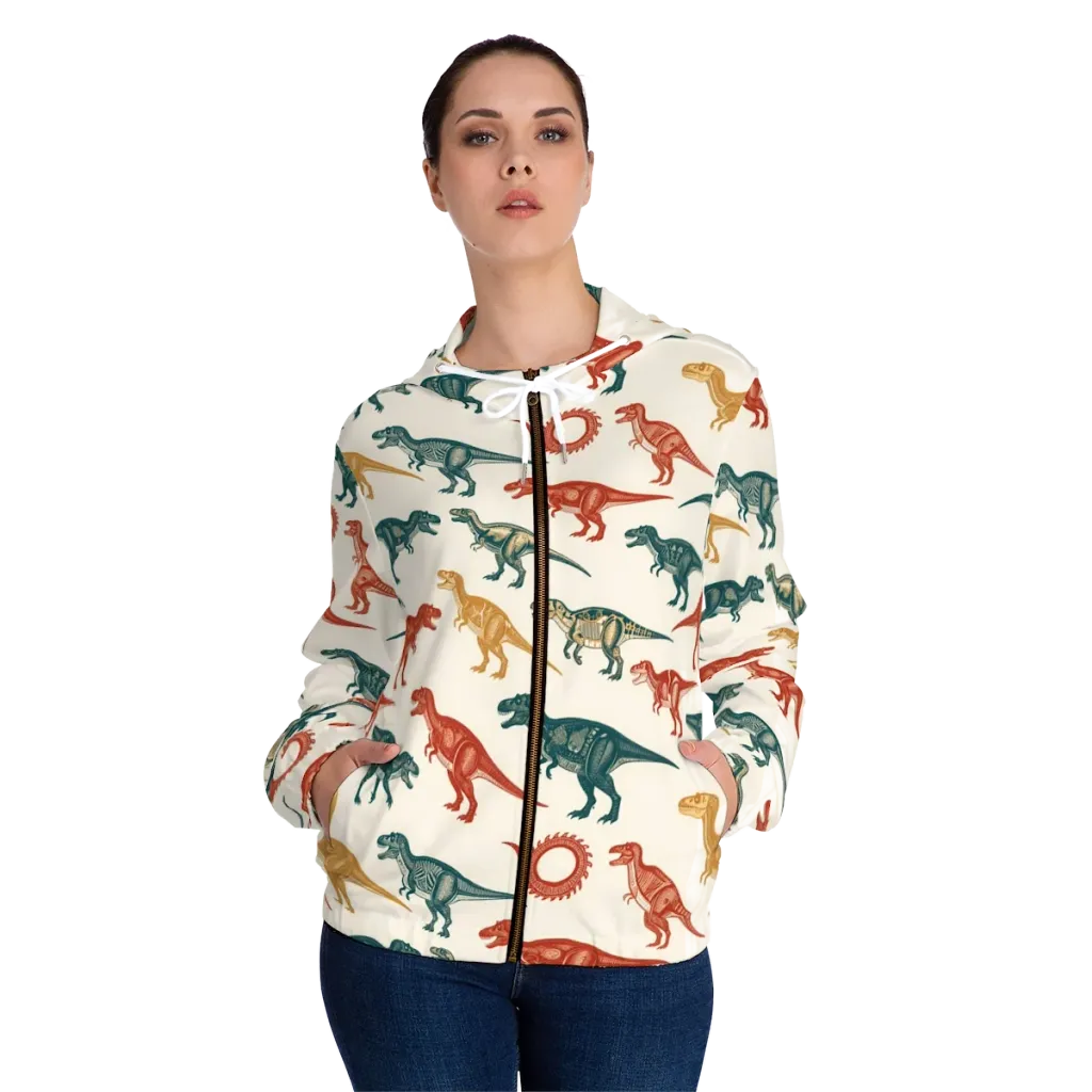 Fossil Parade on Women's Full-Zip Hoodie — Front On Person
