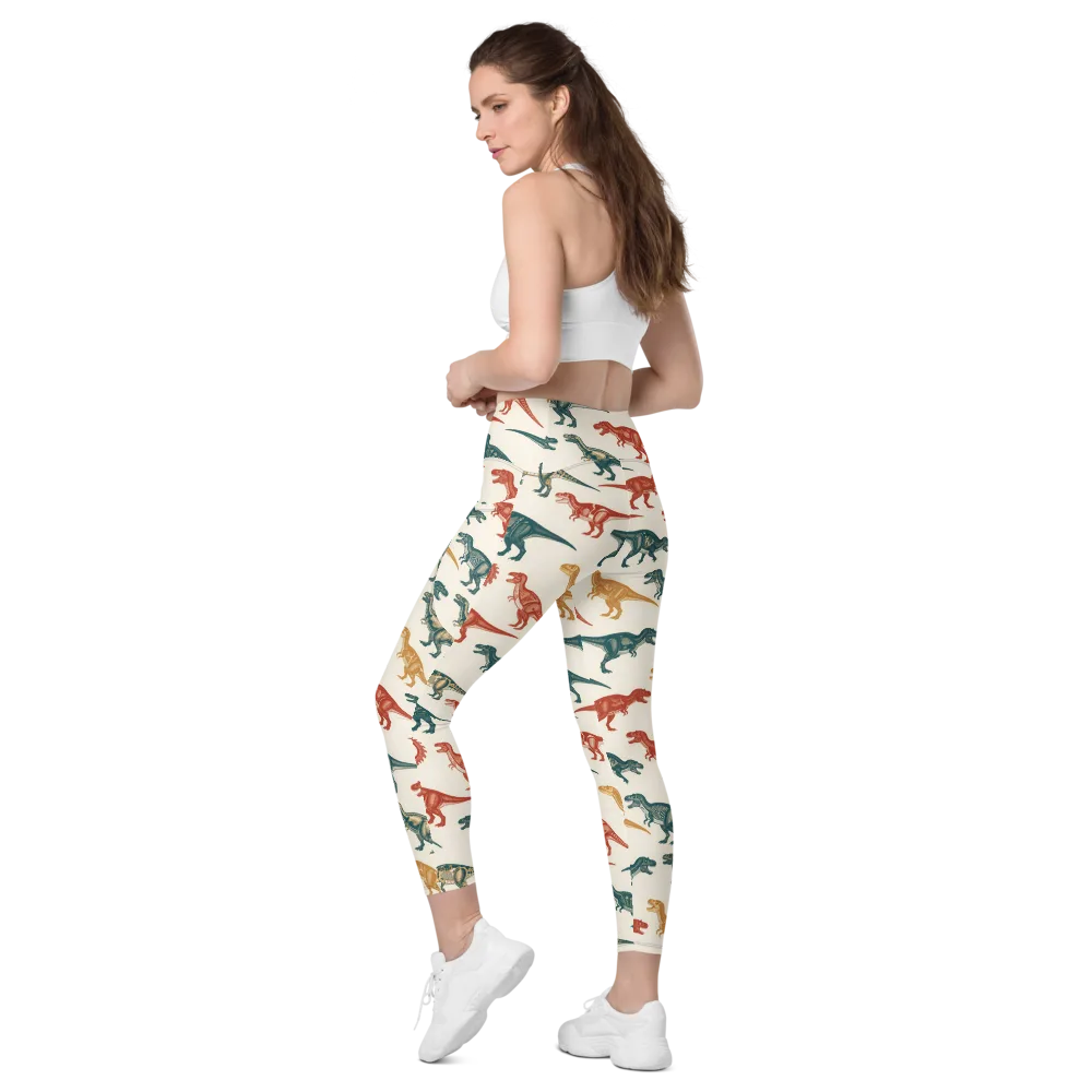 Fossil Parade on Leggings with Pockets — Left Back