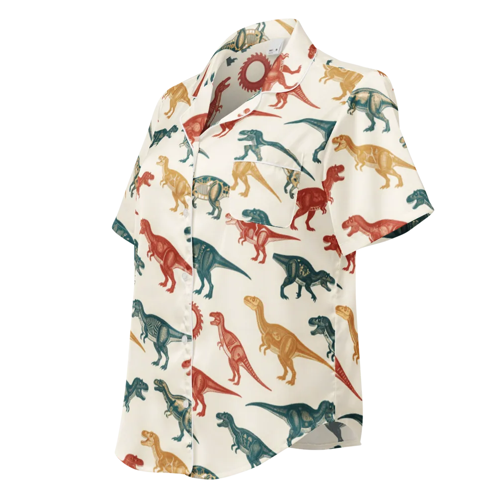 Fossil Parade on Women's Short Sleeve Pajama Top — Left Front