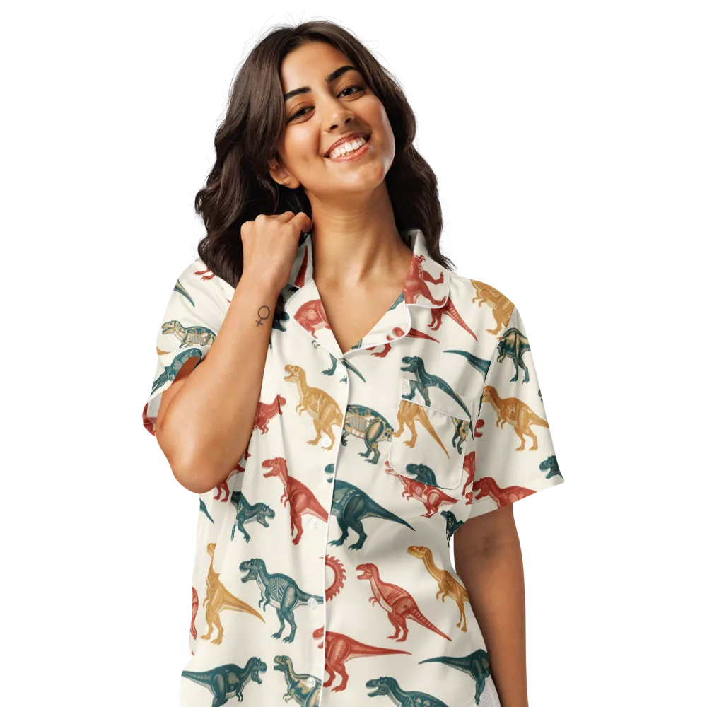 Fossil Parade on Women's Short Sleeve Pajama Top — Front