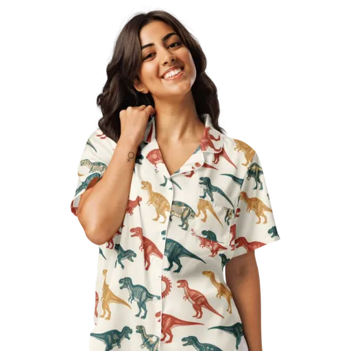 Fossil Parade on a Women's Short Sleeve Pajama Top