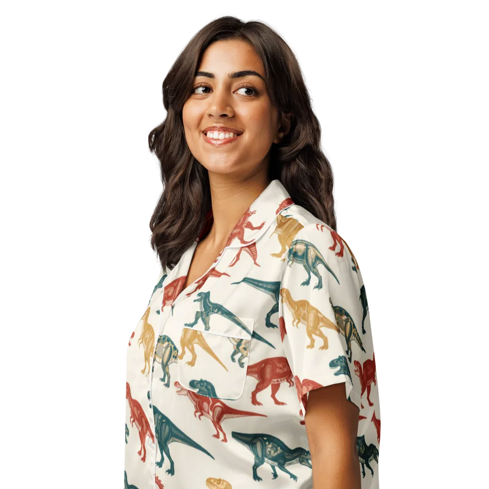 Fossil Parade on Women's Short Sleeve Pajama Top — Left Front