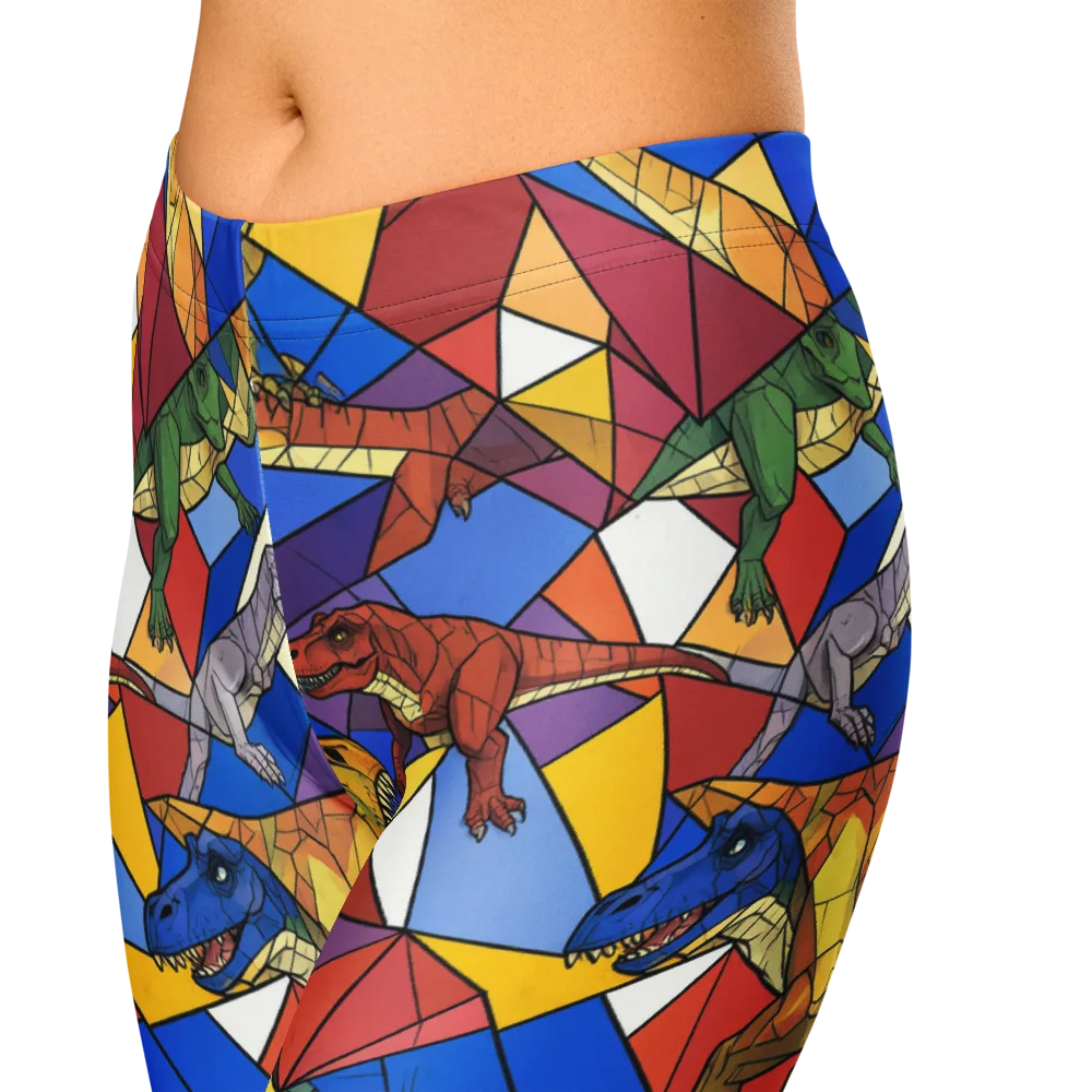Jurassic Mosaic on Capri Leggings — Zoomed-in