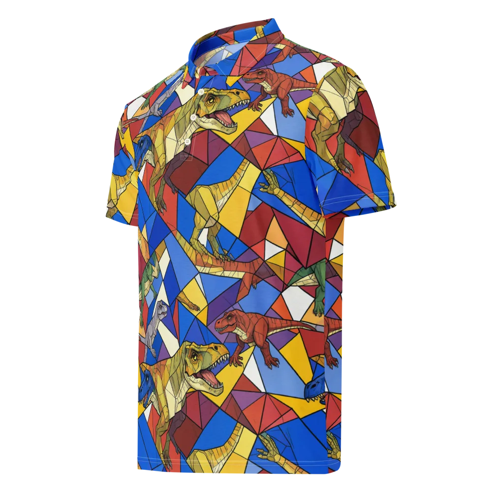 Jurassic Mosaic on Men's Slim Fit Polo Shirt — Left Front