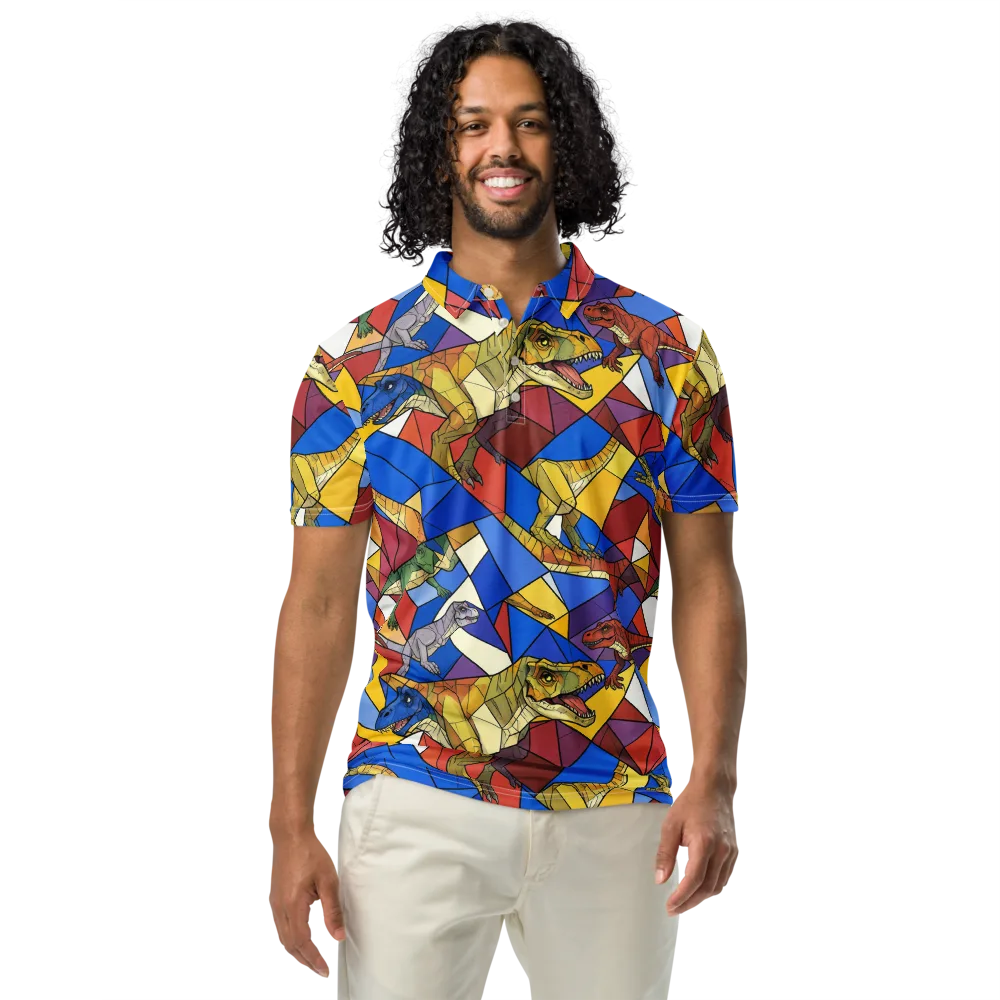 Jurassic Mosaic on Men's Slim Fit Polo Shirt — Front