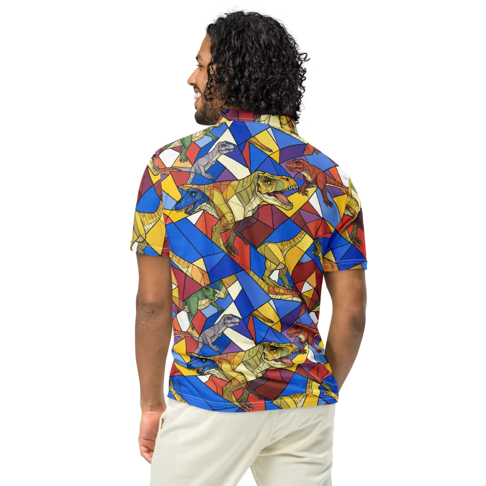Jurassic Mosaic on Men's Slim Fit Polo Shirt — Back