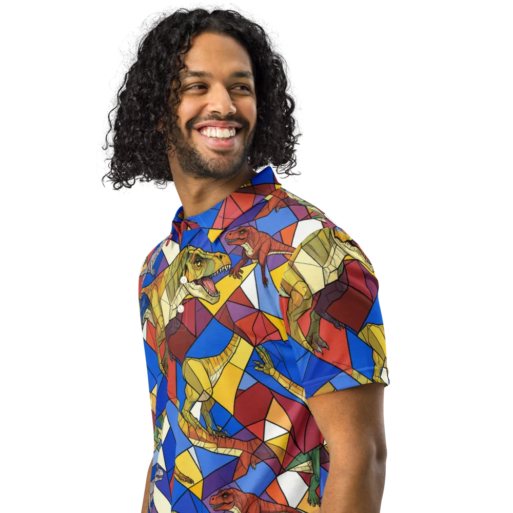 Jurassic Mosaic on Men's Slim Fit Polo Shirt — Left Front