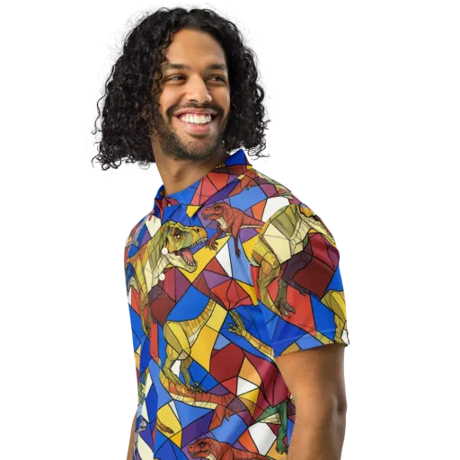 Jurassic Mosaic on a Men's Slim Fit Polo Shirt