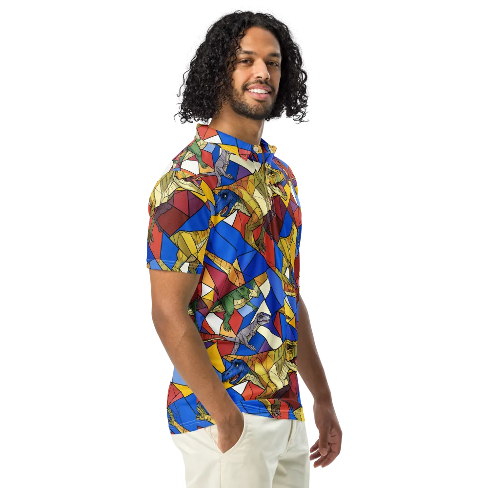 Jurassic Mosaic on Men's Slim Fit Polo Shirt — Right Front