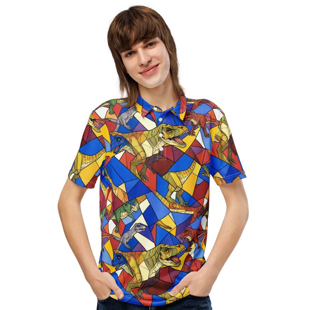Jurassic Mosaic on Men's Slim Fit Polo Shirt — Front