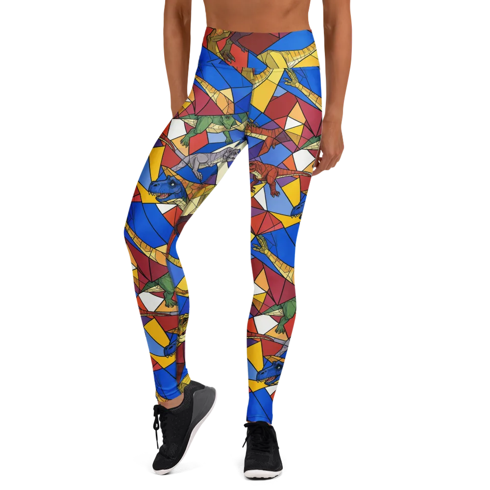 Jurassic Mosaic on Yoga Leggings — Front