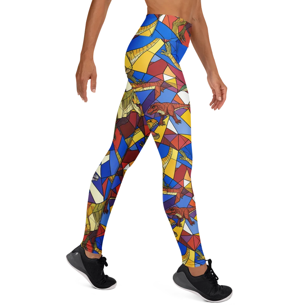 Jurassic Mosaic on Yoga Leggings — Right