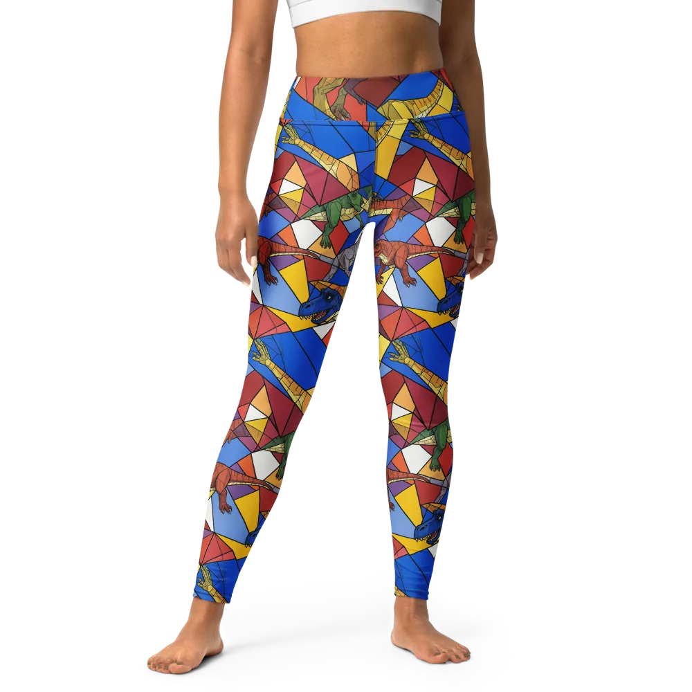 Jurassic Mosaic on Yoga Leggings — Front