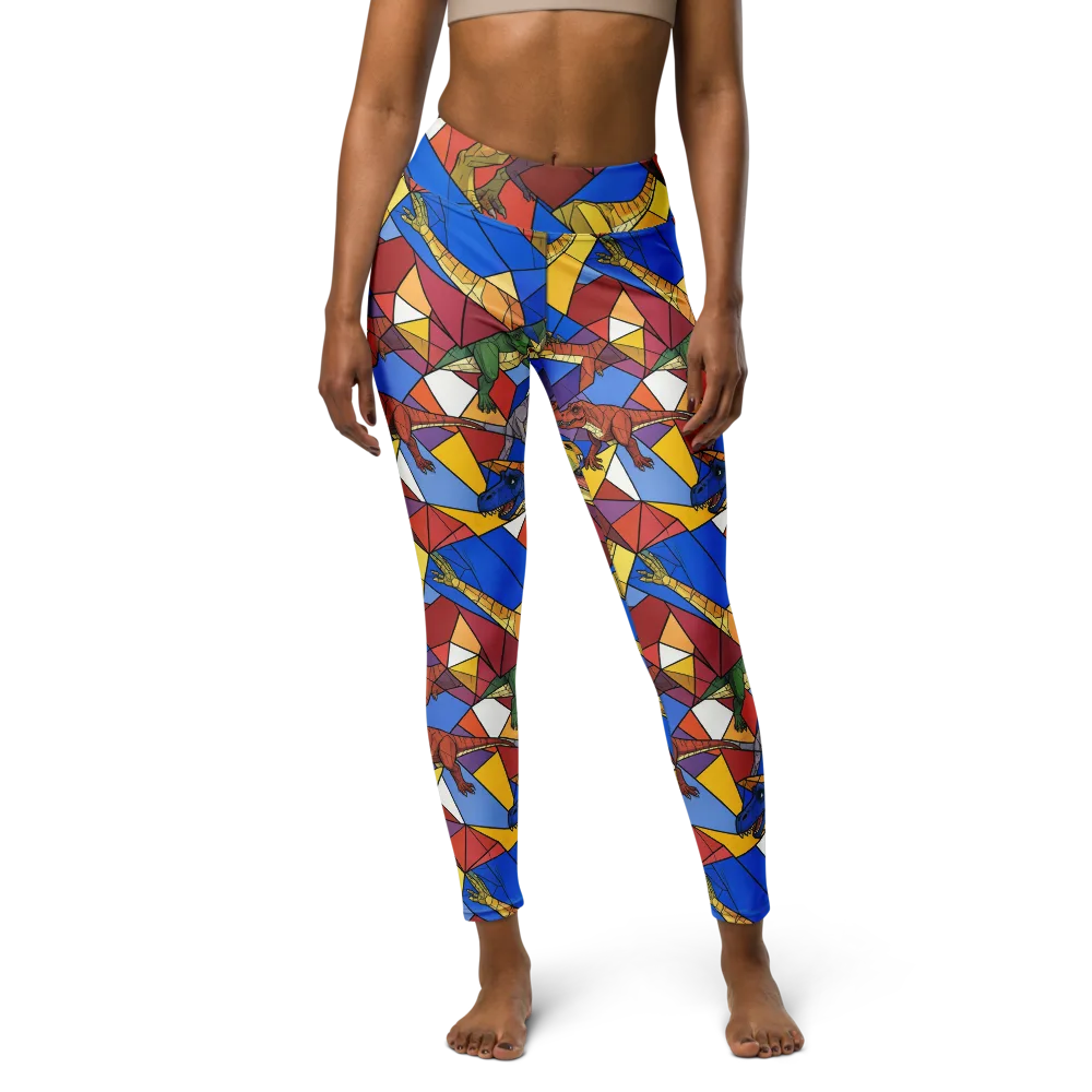 Jurassic Mosaic on Yoga Leggings — Front