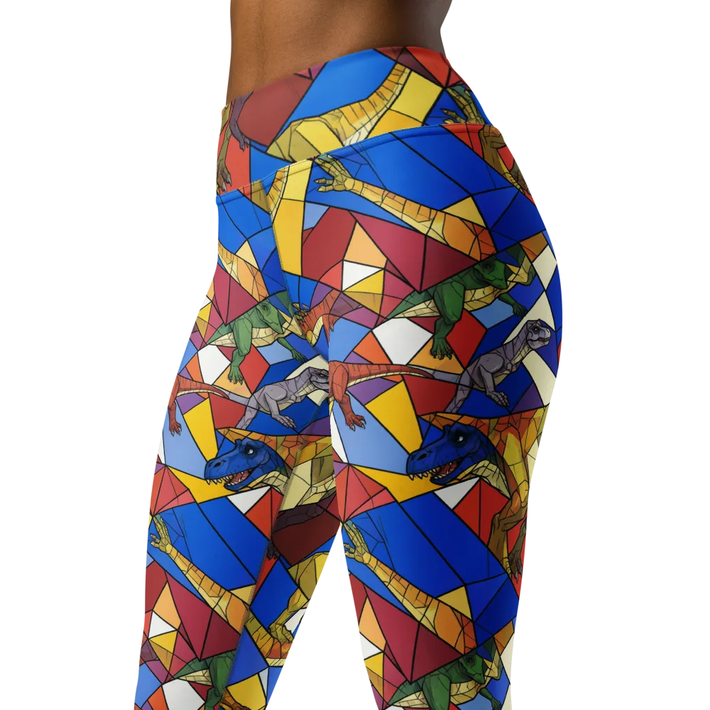 Jurassic Mosaic on Yoga Leggings — Left Front