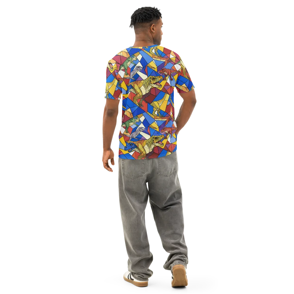 Jurassic Mosaic on Men's Cotton Crew Neck T-Shirt — Back