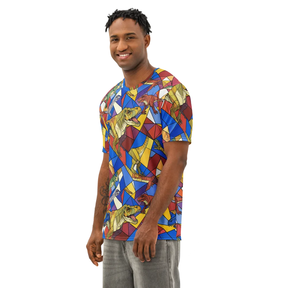 Jurassic Mosaic on Men's Cotton Crew Neck T-Shirt — Left Front