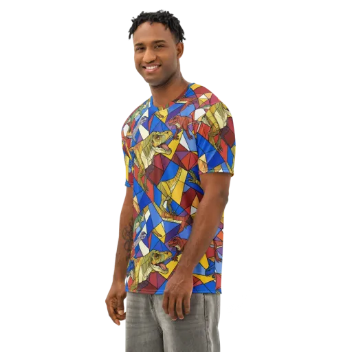 Jurassic Mosaic on a Men's Cotton Crew Neck T-Shirt