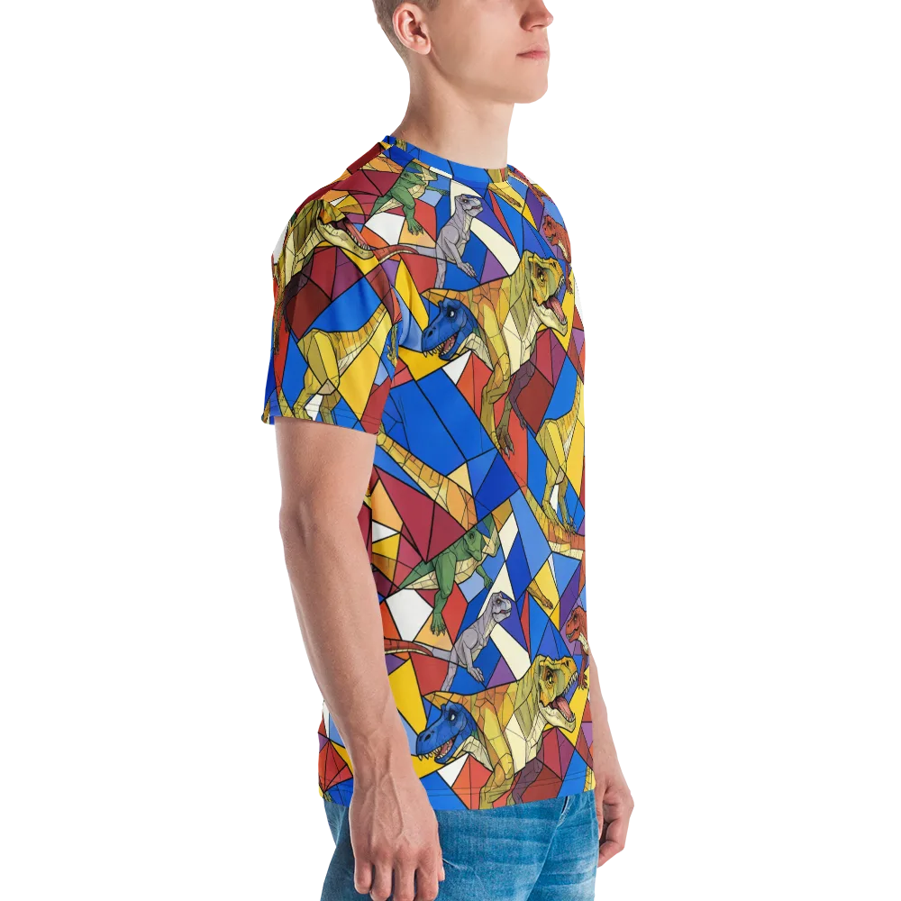 Jurassic Mosaic on Men's Crew Neck T-Shirt — Right