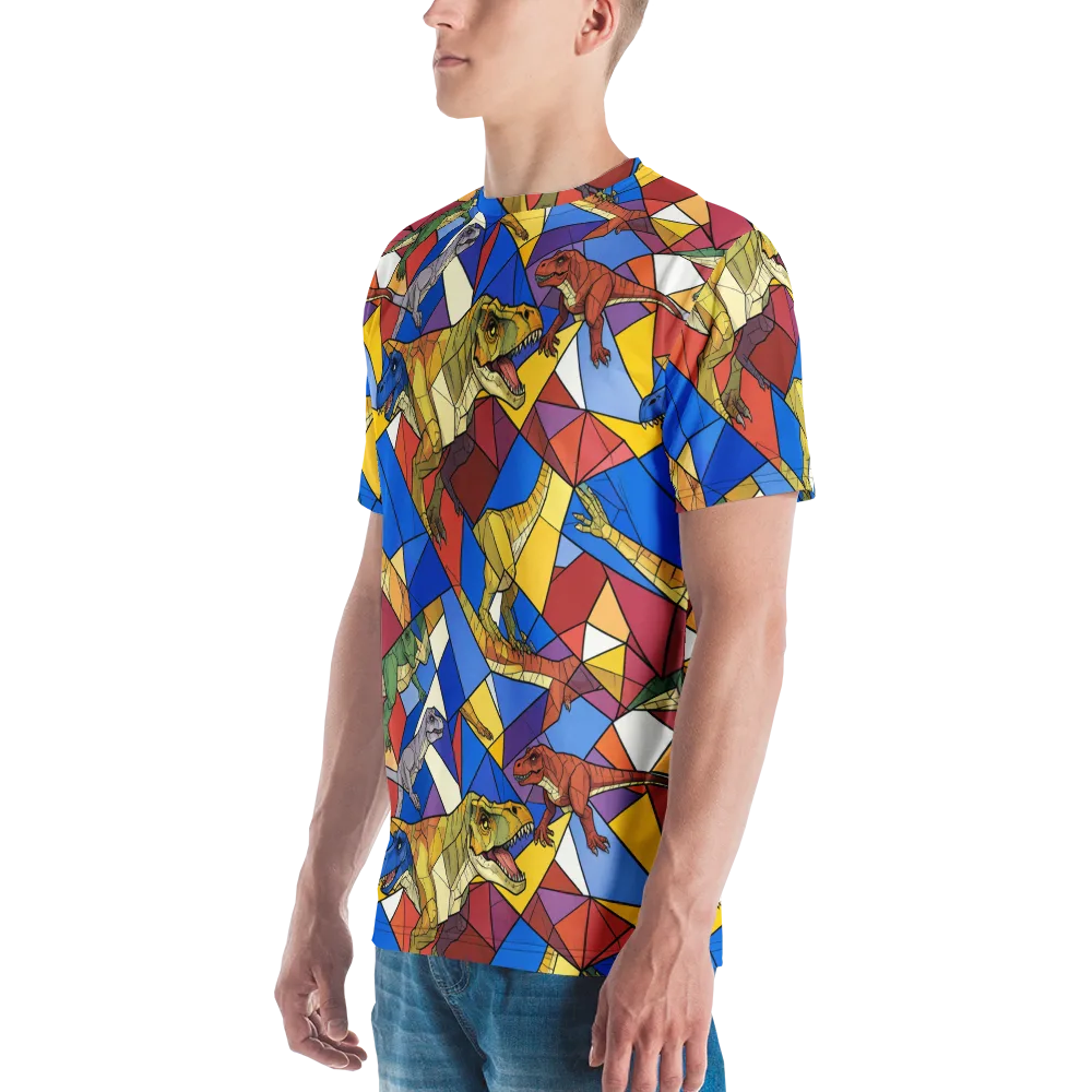 Jurassic Mosaic on Men's Crew Neck T-Shirt — Left