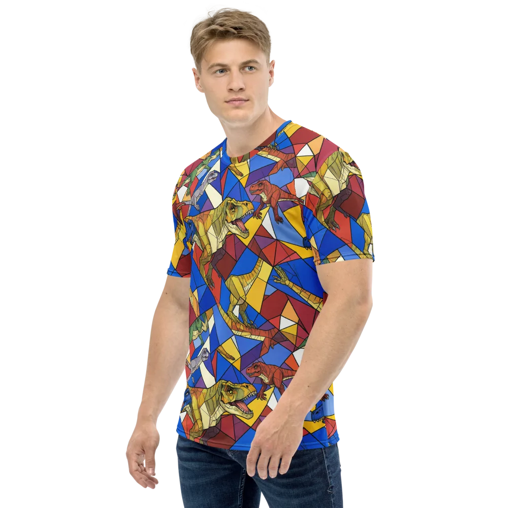 Jurassic Mosaic on Men's Crew Neck T-Shirt — Left