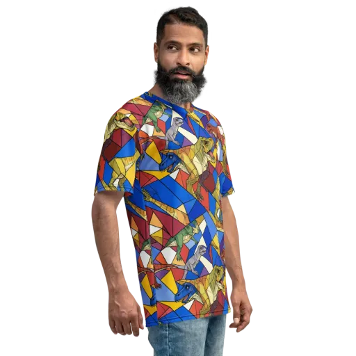 Jurassic Mosaic on a Men's Crew Neck T-Shirt