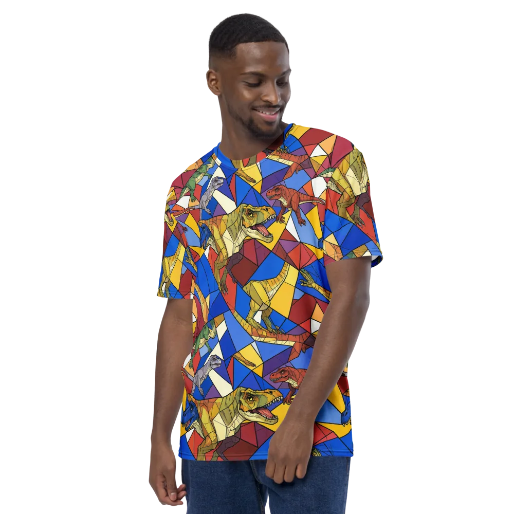 Jurassic Mosaic on Men's Crew Neck T-Shirt — Left