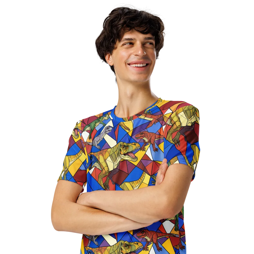 Jurassic Mosaic on Men's Crew Neck T-Shirt — Left Front