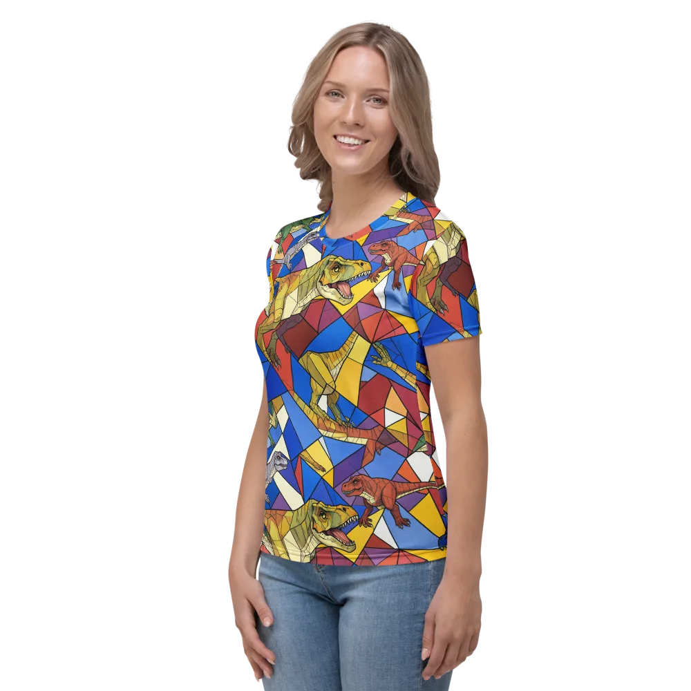 Jurassic Mosaic on Women's Crew Neck T-Shirt — Left