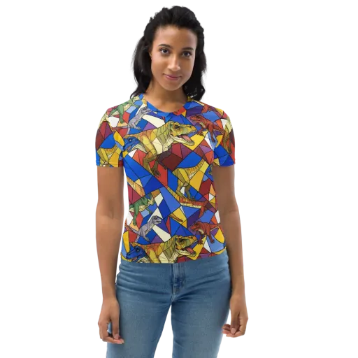 Jurassic Mosaic on a Women's Crew Neck T-Shirt