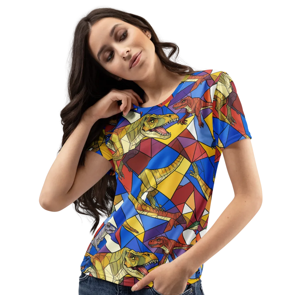 Jurassic Mosaic on Women's Crew Neck T-Shirt — Left Front