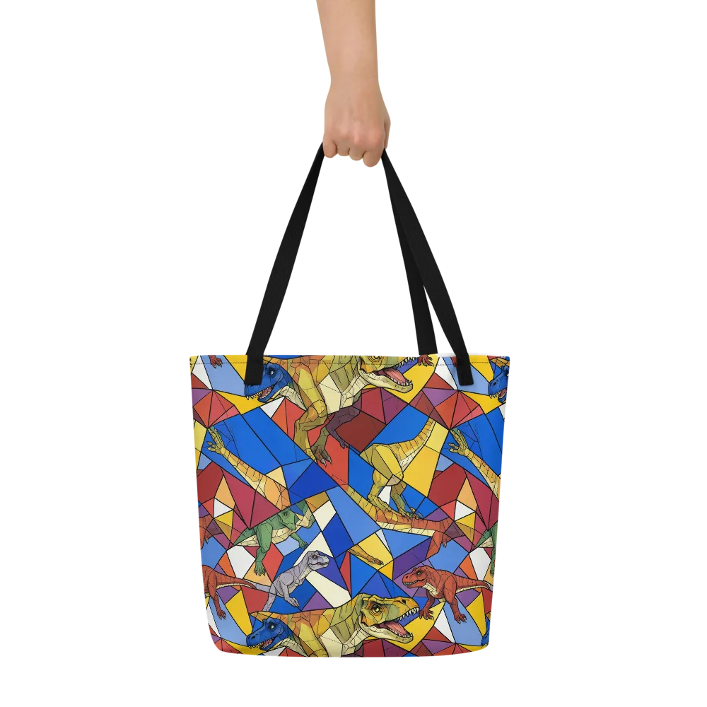 Jurassic Mosaic on Large Tote Bag W/ Pocket — Front