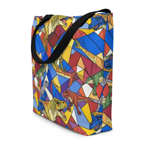 Jurassic Mosaic on a Large Tote Bag W/ Pocket
