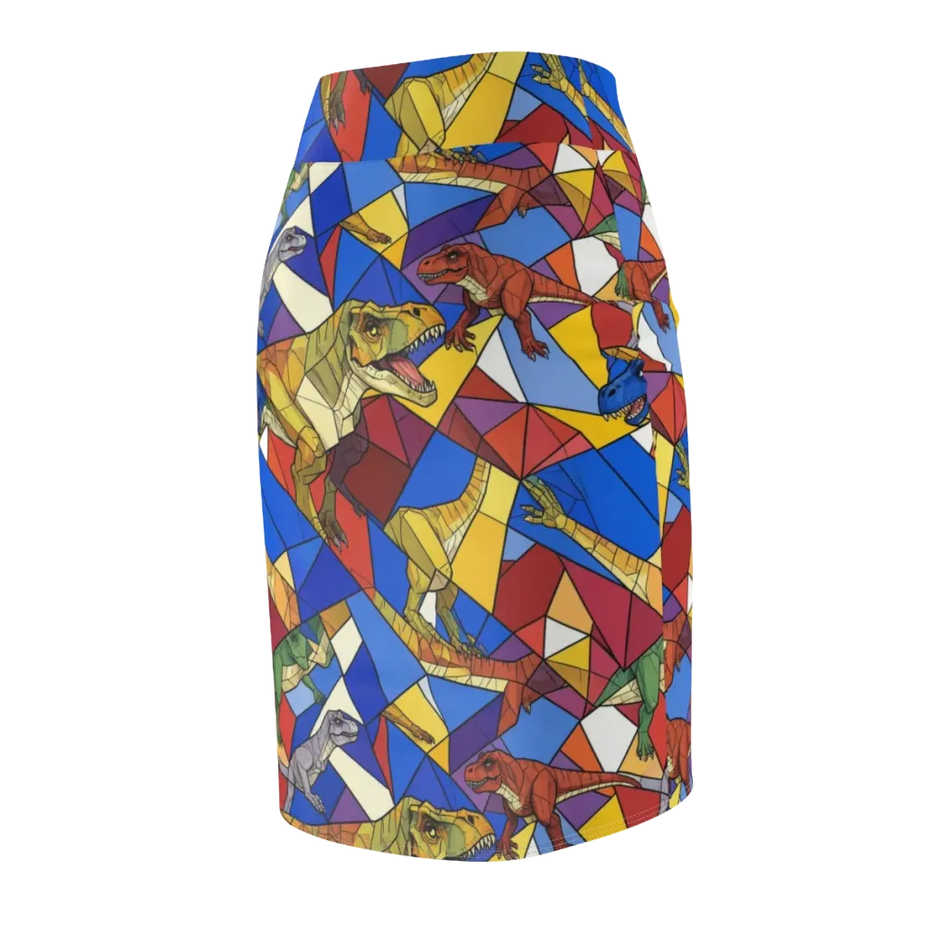 Jurassic Mosaic on Pencil Skirt — Back Side