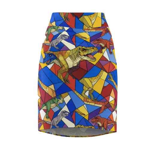 Jurassic Mosaic on a Pencil Skirt