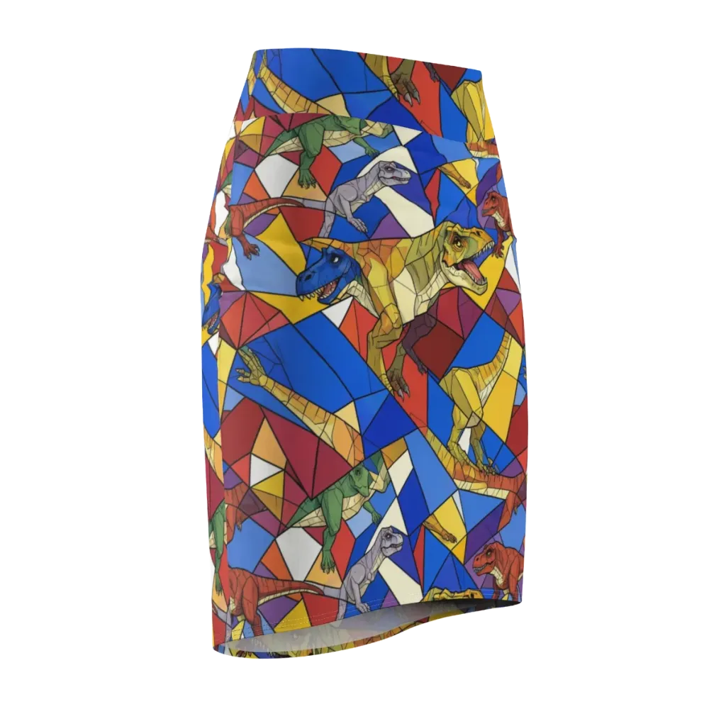 Jurassic Mosaic on Pencil Skirt — Front Side