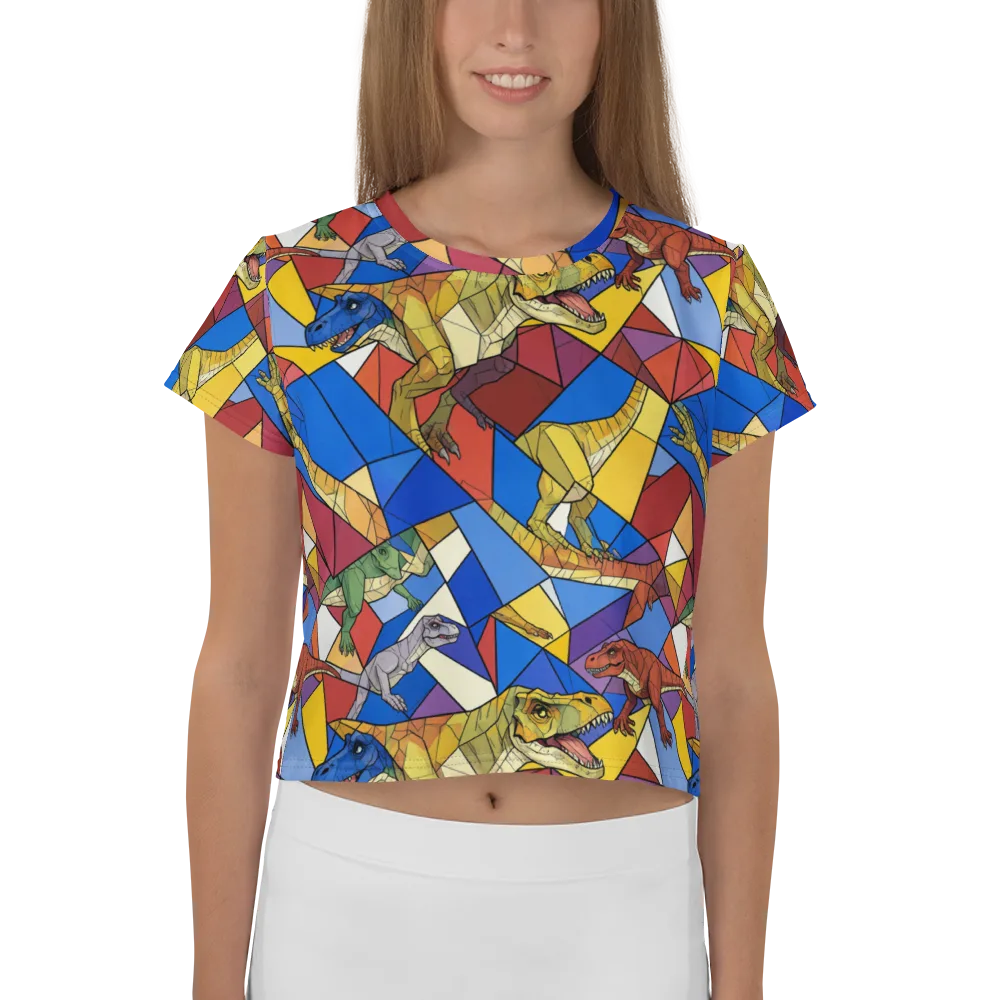 Jurassic Mosaic on Crop Tee — Front