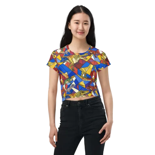 Jurassic Mosaic on a Crop Tee