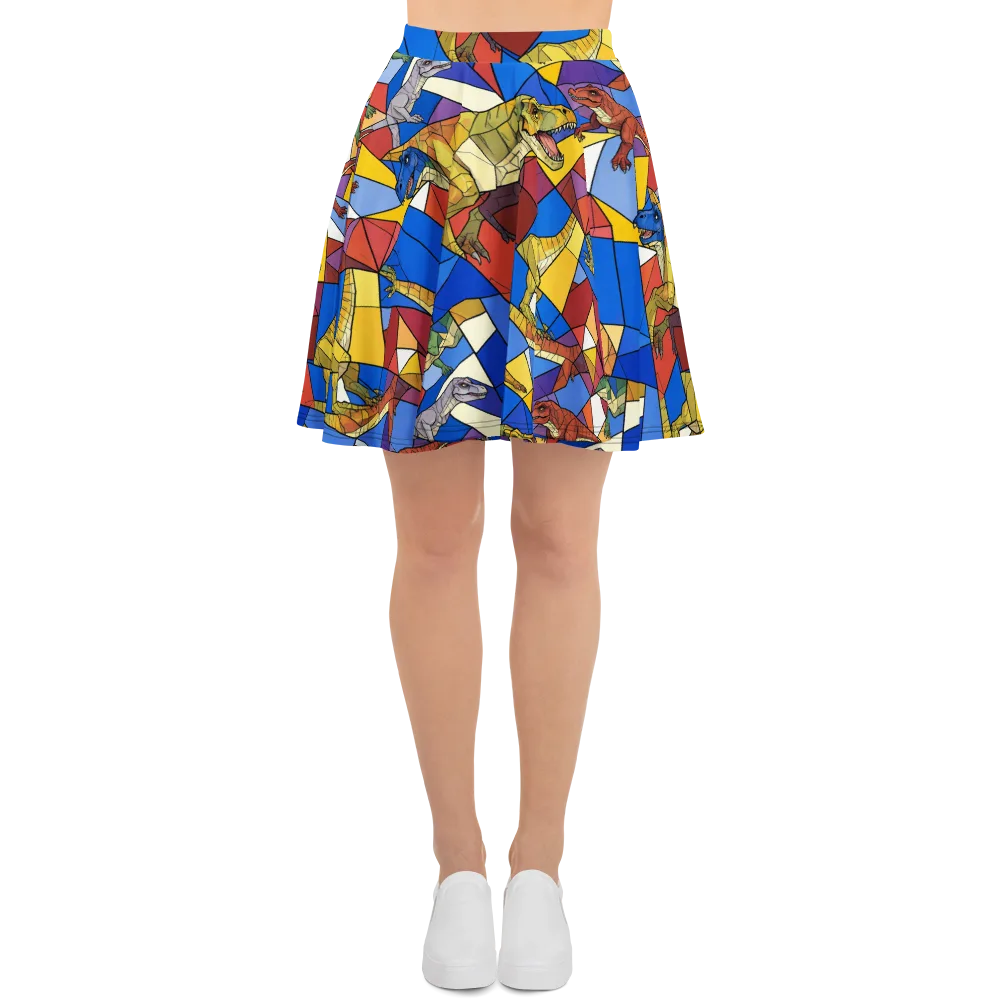 Jurassic Mosaic on Skater Skirt — Front