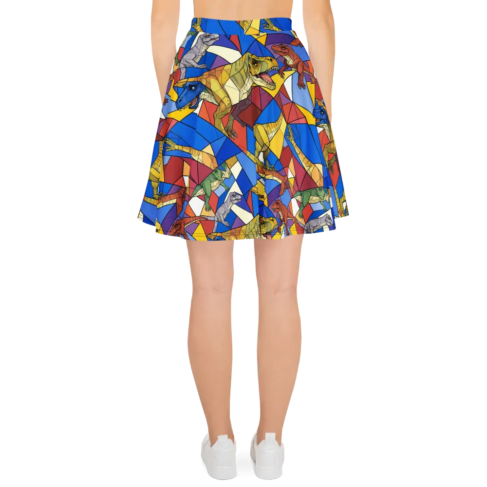 Jurassic Mosaic on Skater Skirt — Back
