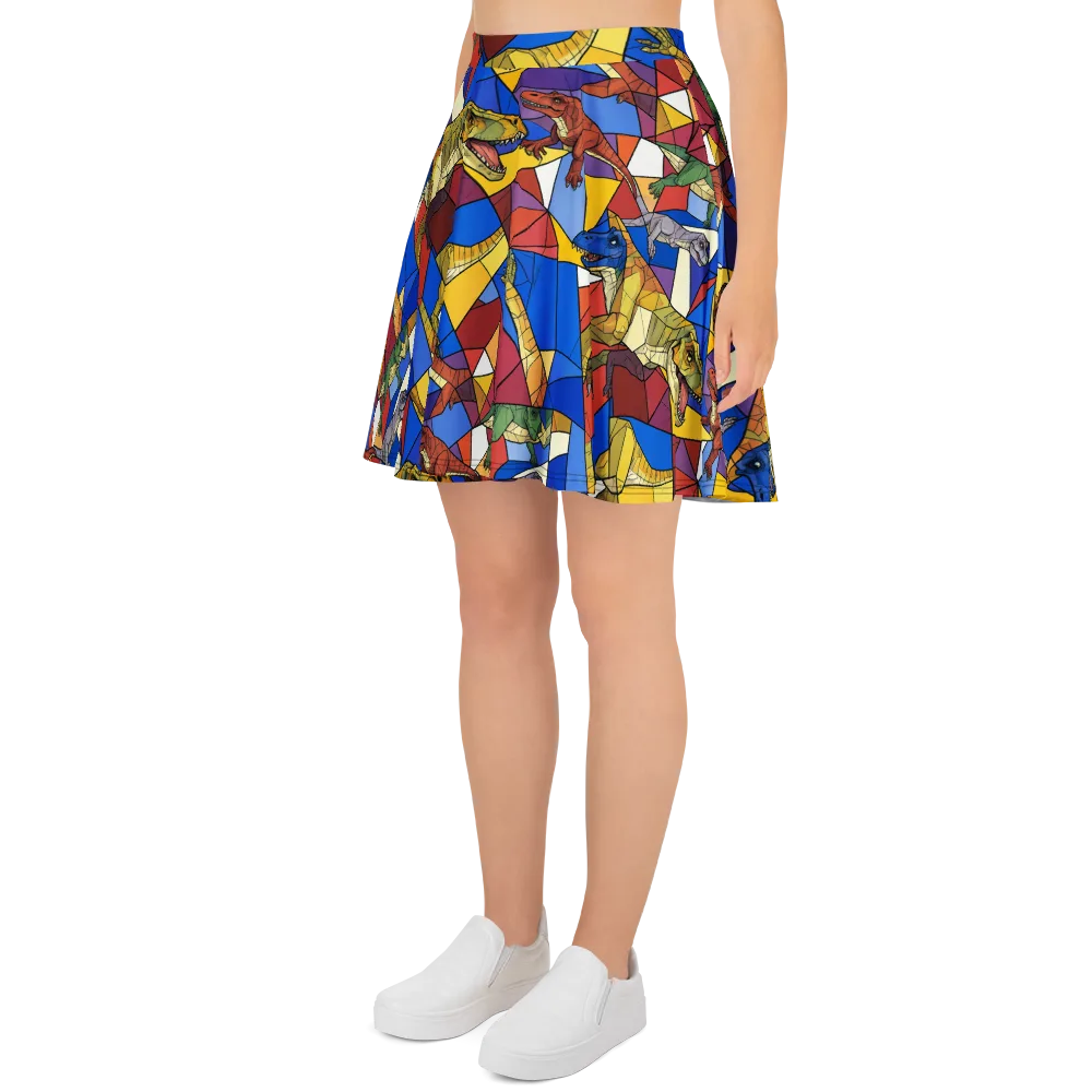 Jurassic Mosaic on Skater Skirt — Left