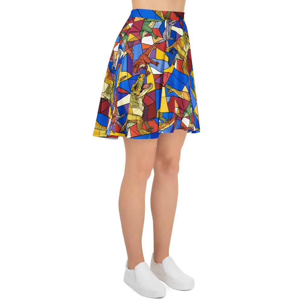 Jurassic Mosaic on Skater Skirt — Right