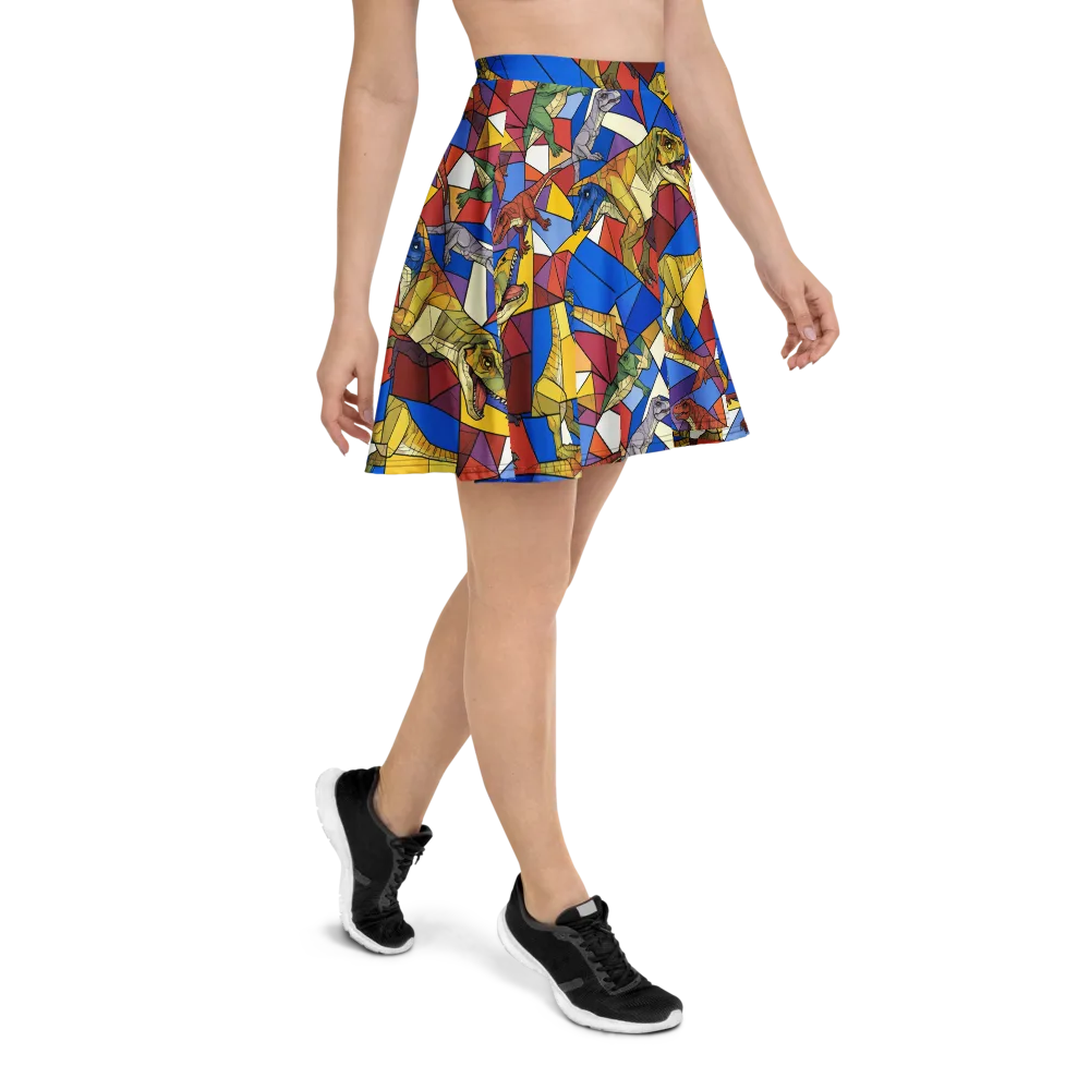 Jurassic Mosaic on Skater Skirt — Right
