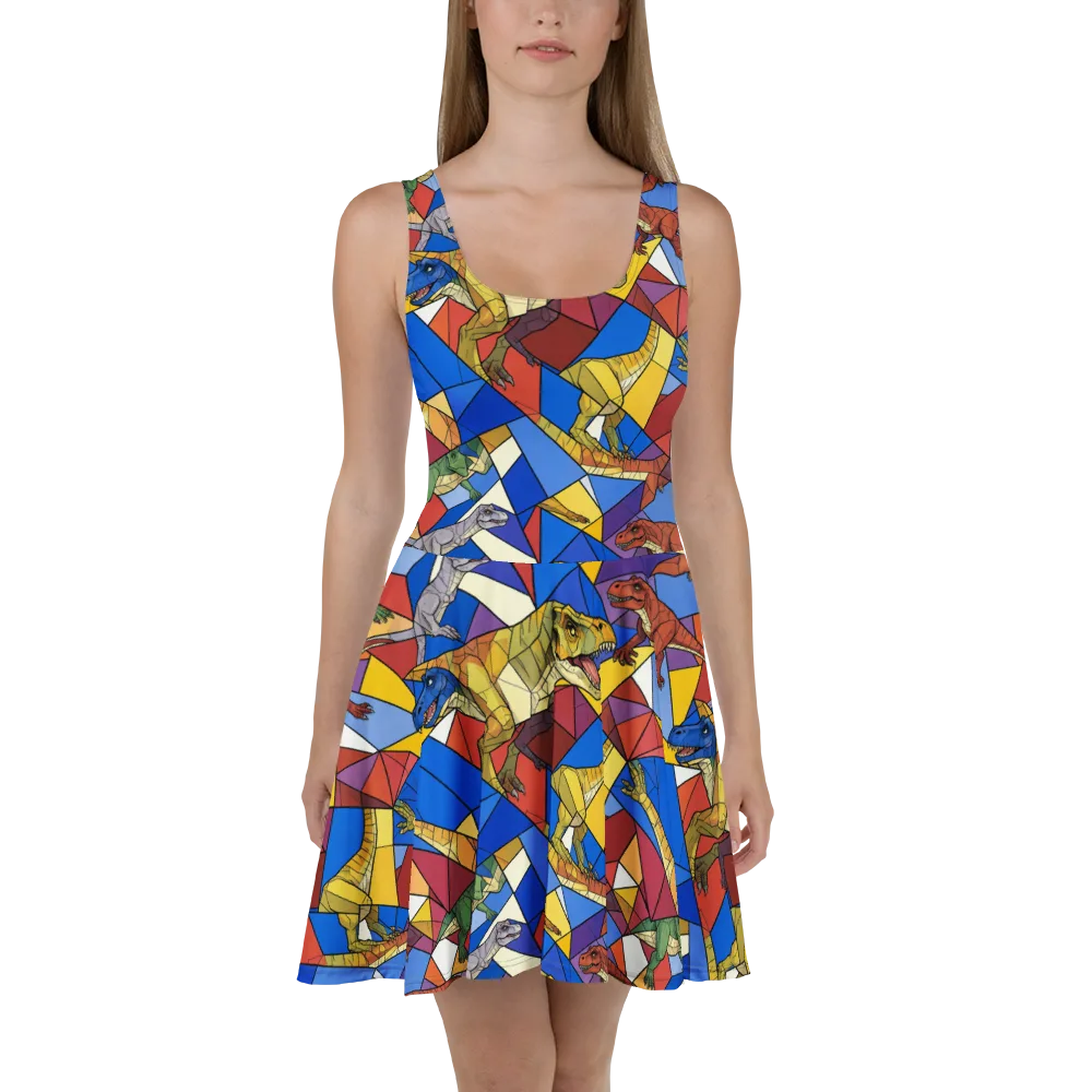 Jurassic Mosaic on Skater Dress — Front